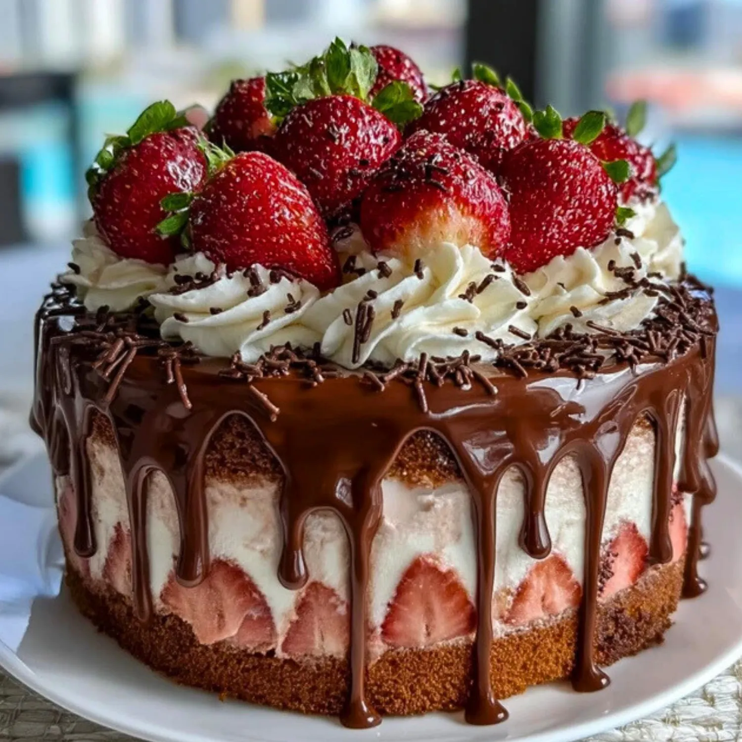 Chocolate Covered Strawberry Drip Cake