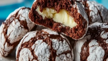 Chocolate Snowball Cookies with White Chocolate Center- 1