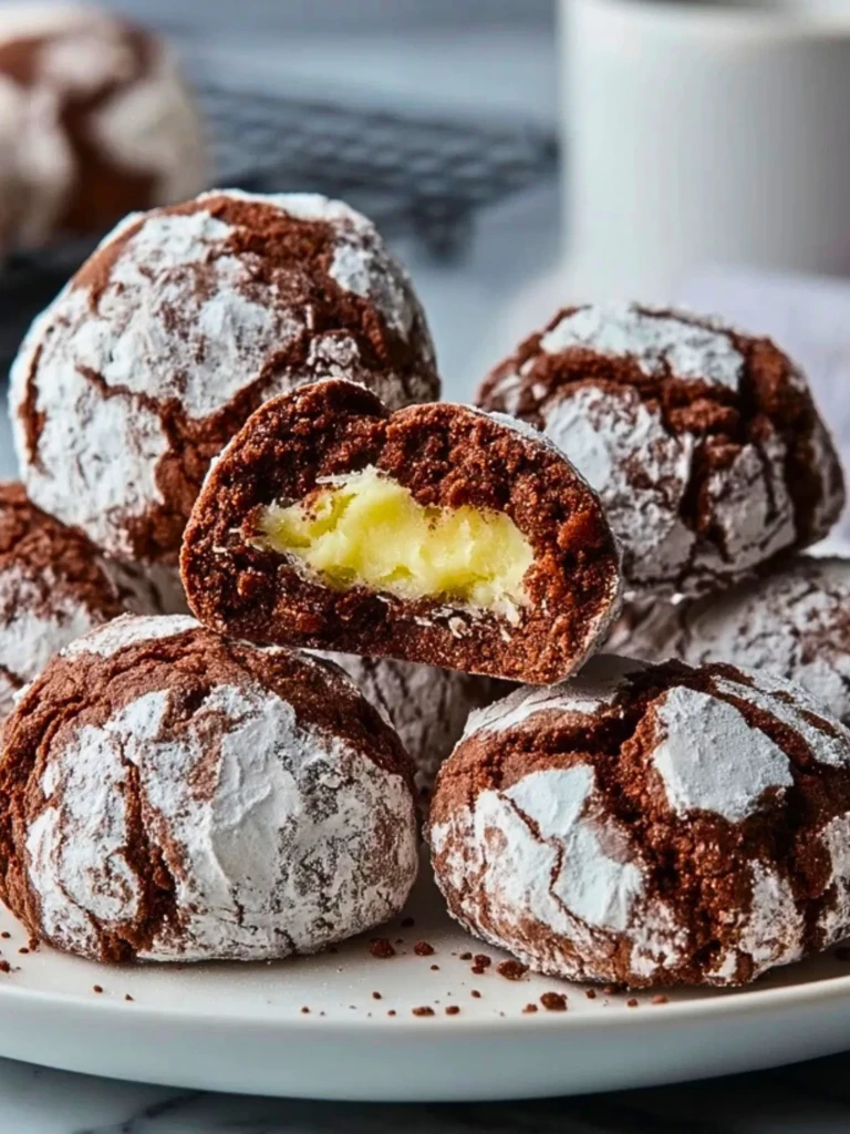 Chocolate Snowball Cookies with White Chocolate Center- 3