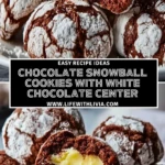 Chocolate Snowball Cookies with White Chocolate Center- Pin 1