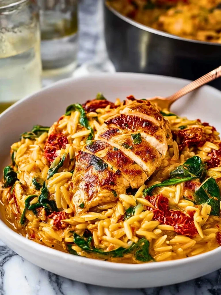 Creamy Sun-Dried Tomato Chicken Orzo- 3