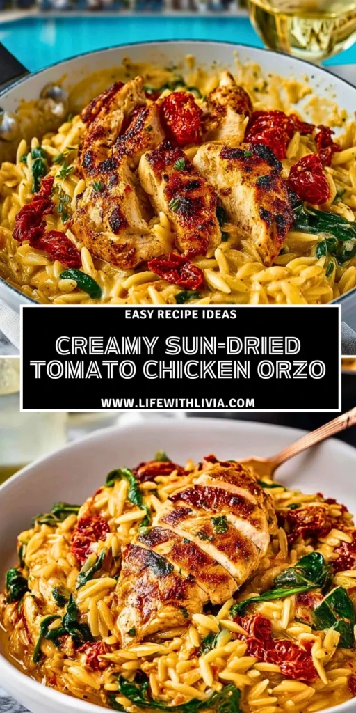 Creamy Sun-Dried Tomato Chicken Orzo- Pin 1