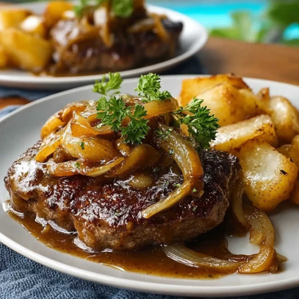 Cube Steak Smothered with Onion Gravy- 1
