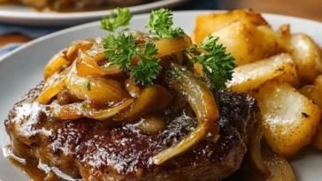 Cube Steak Smothered with Onion Gravy- 1
