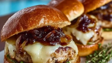 Juicy Turkey Burgers with Balsamic Caramelized Onions and Provolone- 1