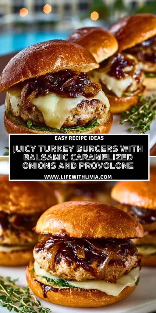 Juicy Turkey Burgers with Balsamic Caramelized Onions and Provolone- Pin 1
