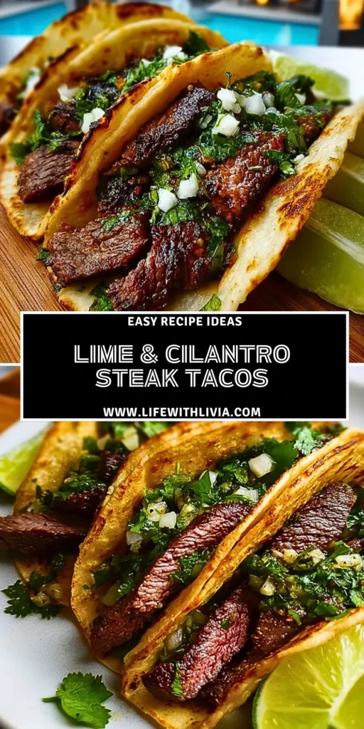 Lime & Cilantro Steak Tacos- Pin 1