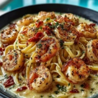 Marry Me Shrimp Pasta Pasta with shrimp in a garlic sauce- 1