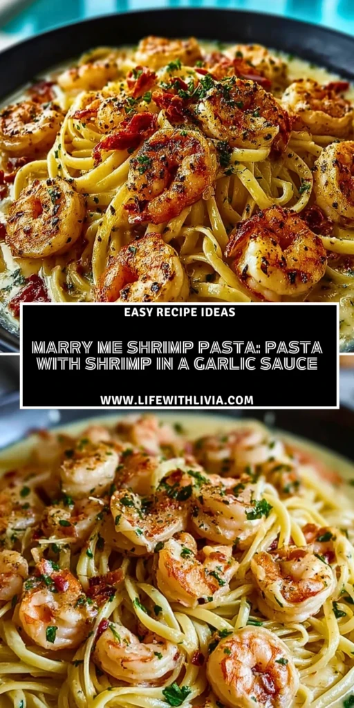 Marry Me Shrimp Pasta Pasta with shrimp in a garlic sauce- Pin 1