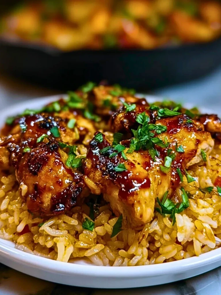 One-Pan Bold Honey BBQ Chicken Rice Simple one-dish meal with chicken and rice- 3