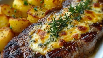 Ribeye Steak with Cheesy Scalloped Potatoes - 1 (1)