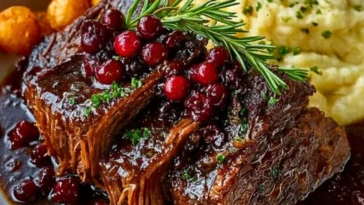 Slow-Braised Beef Roast with Cranberry Balsamic Glaze- 1