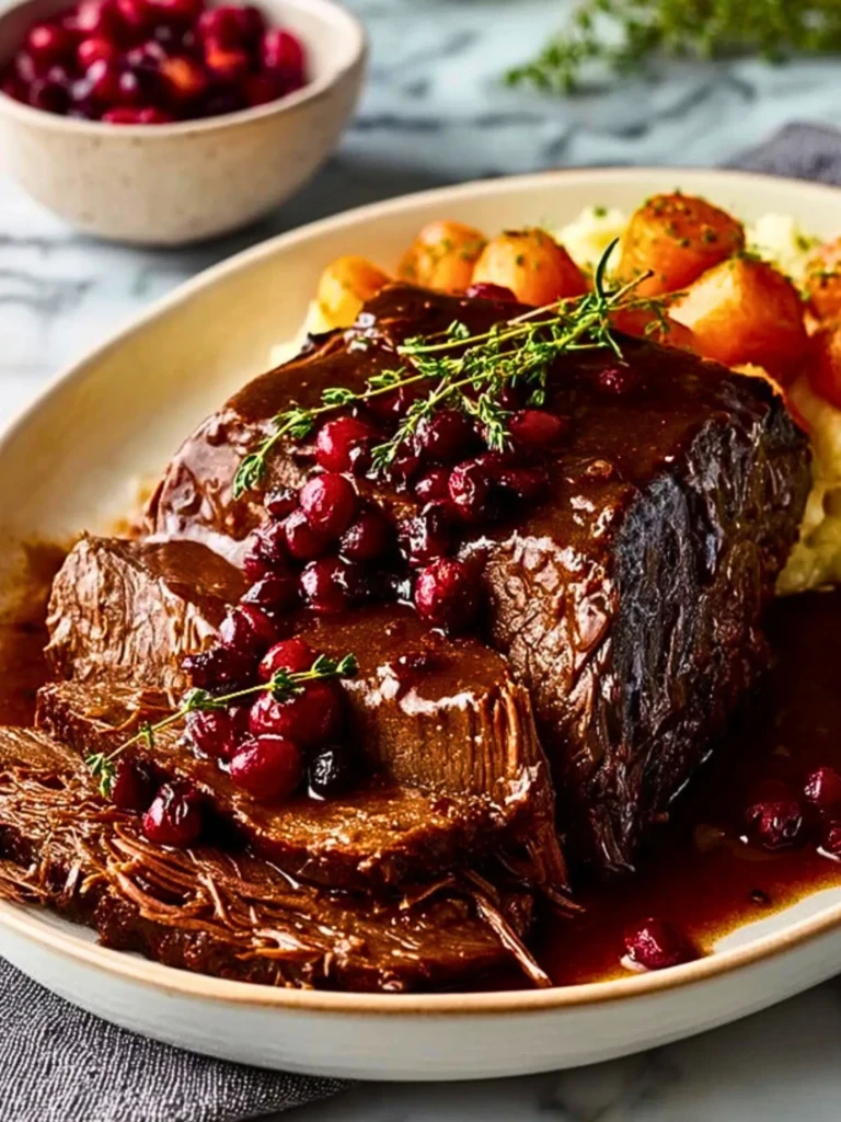 Slow-Braised Beef Roast with Cranberry Balsamic Glaze- 3