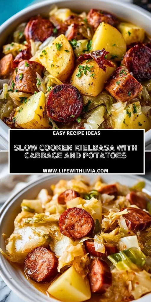 Slow Cooker Kielbasa with Cabbage and Potatoes- Pin 1